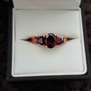 Tanzanian Wine Garnet 3 Stone Ring